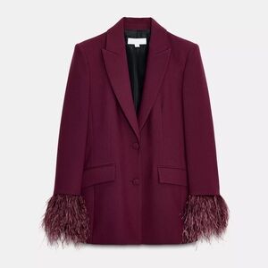 Zara feather cuff blazer XS in burgundy